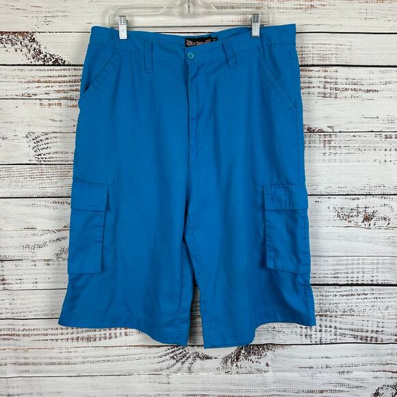 Men's VTG Y2K Blac Lacquer Blue Baggy Cotton Grunge Skater Cargo Shorts Size 36 - Picture 1 of 8